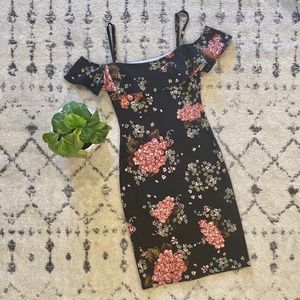 June & Hudson Black Floral Off the Shoulder Dress